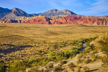 Las Vegas yakınlarındaki nefes kesici Kızıl Kaya Kanyonunu keşfedin. Canlı kumtaşı uçurumları, engebeli dağları ve geniş kurak çölleriyle. Nevada çölü manzarasının çiğ güzelliğini tecrübe edin..