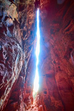 Explore the breathtaking beauty of Snow Canyon State Park in Utah. Marvel at the towering red rock formations and sunlit canyon walls. Perfect backdrop for adventure and nature enthusiasts. clipart