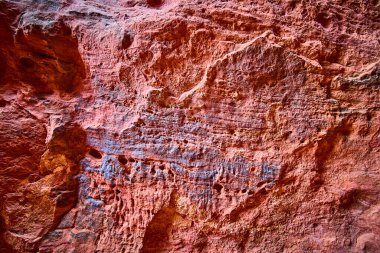 Explore the vibrant textures of a sandstone rock in Snow Canyon State Park Utah. This close-up captures the warm hues and intricate patterns of natural erosion and weathering. clipart