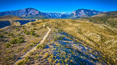 Nevada 'nın muazzam güzelliğini yukarıdan keşfedin. Bu hava manzarası Las Vegas yakınlarındaki Charleston Dağı 'nın altın tepelerini ve dolambaçlı patikalarını yakalıyor..