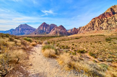 Las Vegas yakınlarındaki çarpıcı Red Rock Kanyonunu keşfedin. Dolambaçlı bir patika sizi engebeli dağlara ve berrak mavi gökyüzünün altındaki canlı çöl manzarasına davet ediyor. Doğa için mükemmel.