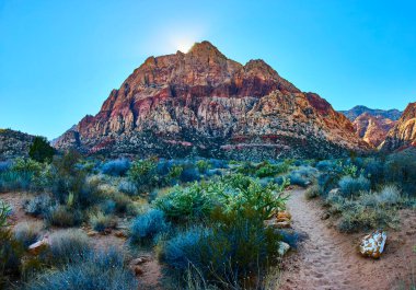 Nevada 'daki Red Rock Kanyonu' nun nefes kesici güzelliğini gün doğumunda tecrübe edin. Görkemli kaya oluşumlarının canlı katmanlarına hayret edin ve sakin çöl manzarasında gezinin..