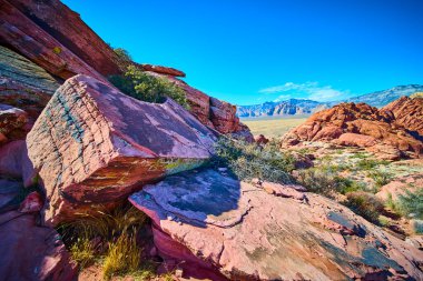 Las Vegas 'taki Grand Staircase Patikası' ndaki Red Rock Kanyonu 'nun canlı kumtaşı oluşumlarını araştırın. Nevada çölünün doğal güzelliğini ve engebeli cazibesini keşfedin..