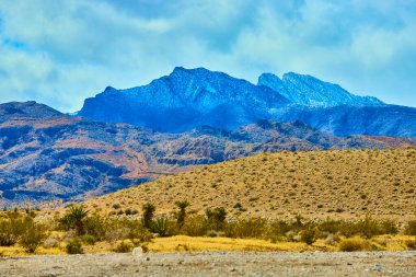 Nevadas Dağı 'nın nefes kesici güzelliğini tecrübe edin. Engebeli tepeler, canlı bir gökyüzünün altında karla kaplanmış yukka bitkileri ve kuru çalılarla çölün dingin genişliğiyle karşılaşıyorlar. Tam oldu.