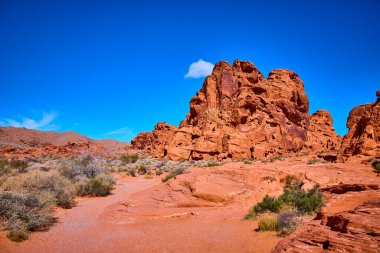 Nevada Moapa Vadisi 'ndeki nefes kesici Ateş Vadisi' ni keşfedin. Açık mavi gökyüzünün altındaki kırmızı kumtaşı oluşumlarına tanık olun. Güzelliğin ve dayanıklılığın gerçek bir kanıtı..