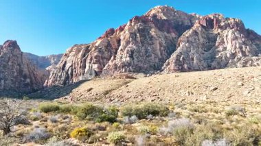 Kızıl Kaya 'daki Nevadas' ın büyüleyici Pine Creek Kanyonu 'nda süzül. Görkemli kırmızı ve kremalı kaya oluşumlarına hayret, açık mavi gökyüzüne karşı, Amerikan özünü yakalıyor.