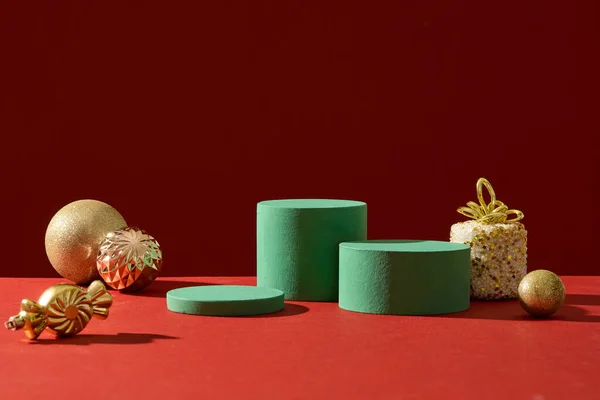 Blank Minimalistisk Tom Skyltfönster Mall För Reklam Produkt Med Jul — Stockfoto