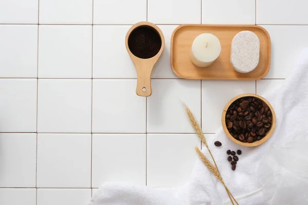 Tiles Background Minimalist Style Product Brand Presentation Raw Ingredient Coffee — Stock Photo, Image