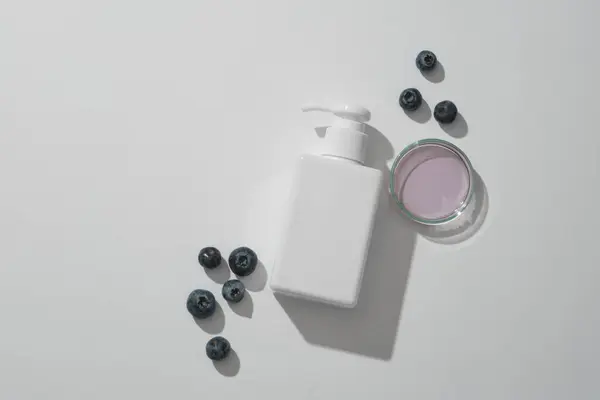 Vista Dall Alto Del Contenitore Cosmetico Bianco Plastica Bianca Detergente — Foto Stock