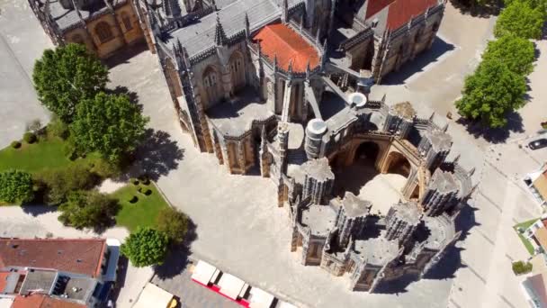 Luchtfoto Van Historisch Unesco Monument Van Onvoltooide Kapel Capelas Imperfeitas — Stockvideo