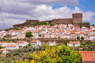 Panorama with the houses and the castle fortress of the historical town Castelo de Vide in Portugal clipart