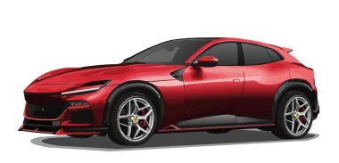 kırmızı araba modern ikon sembolü SUV sanat 3D tasarım gerçekçi stil hız lüks hızlı vehcile spor güç stili modern otomobil modeli sürücüsü izole edilmiş beyaz arka plan yarış güvenlik şablonu