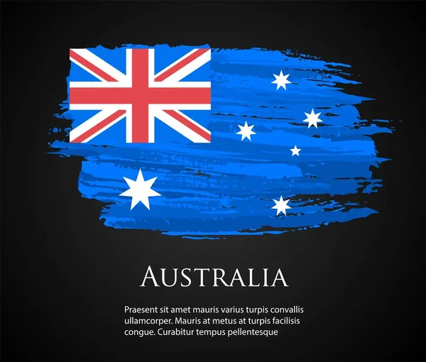 Resmin Vektör Şablonu Avustralya Bayrağı Kırmızı Beyaz Fırça Boyası Suluboya — Stok Vektör