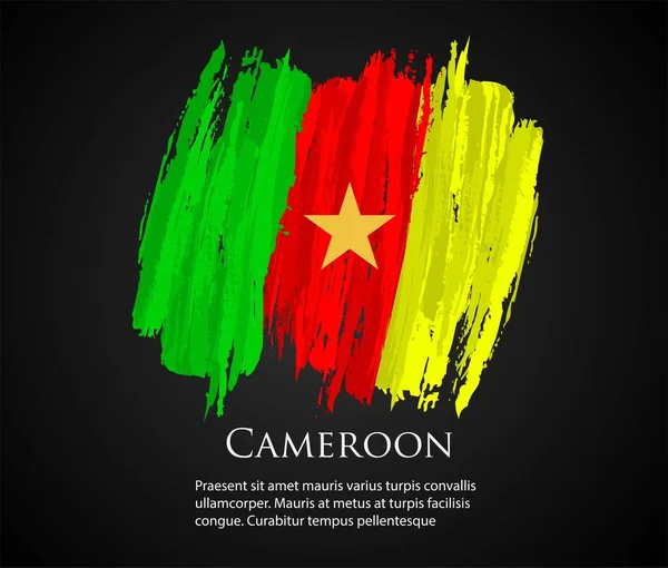 Vector Plantilla Ilustración Camerún Bandera África Central País Rojo Amarillo — Vector de stock