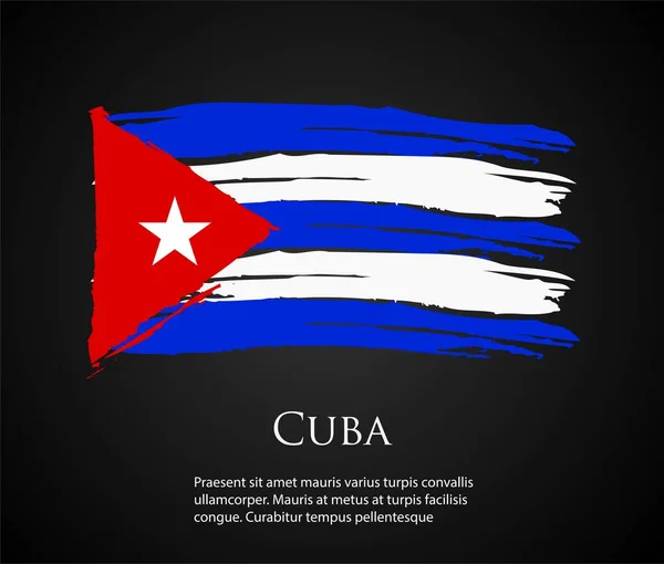 Vektor Mall Illustration Kuba Flagga Land Röd Vit Blå Pensel — Stock vektor