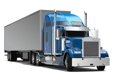 Amerikan yarı kamyonlu karavanı sıcak yanık çizgileri sanat eseri dekoru gümüş mavi krom güçlü motor kamyonu karikatür tasarım elemanı vektör modern tasarım şablonu gerçekçi