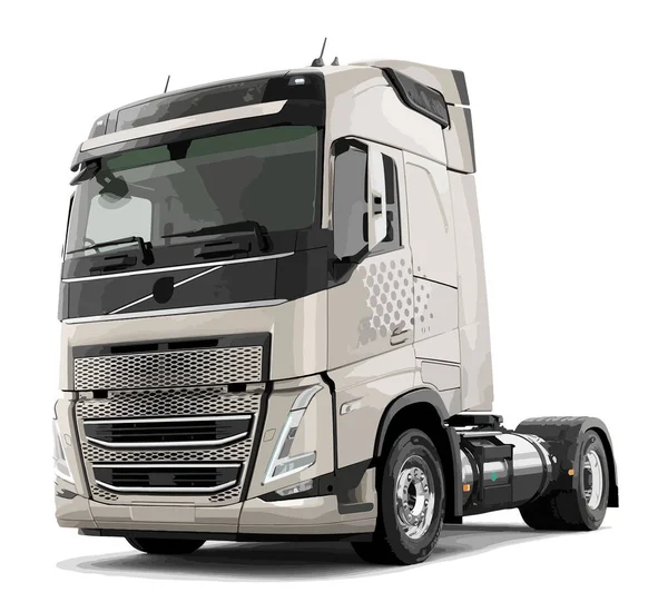 要素現代トラックアート3Dリアルなビッグデザイン半頭ホワイトローリーパワーディーゼルモーター絶縁された背景ベクトルテンプレート — ストックベクタ
