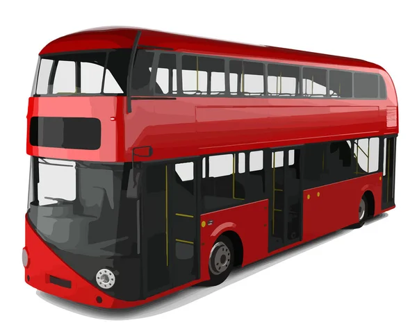 Kırmızı Otobüs Toplu Taşıma Render Otomobil Şehri Turist Kentsel Sanatı — Stok Vektör
