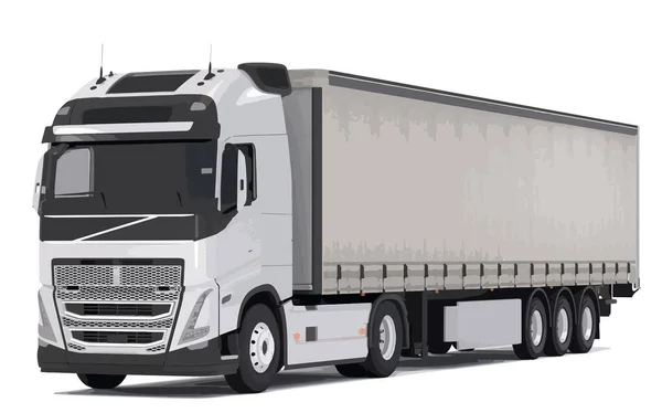 Acarreo Diesel Aislado Camión Carga Máquina Trabajo Seguridad Camión Remolque — Vector de stock