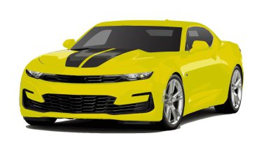 car 3d render realistic yellow American USA new model design modern art vector template isolated on white background clipart