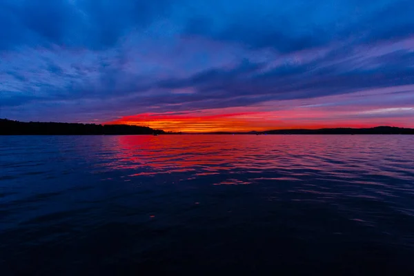 Pôr Sol Seneca Lake Ohio — Fotografia de Stock