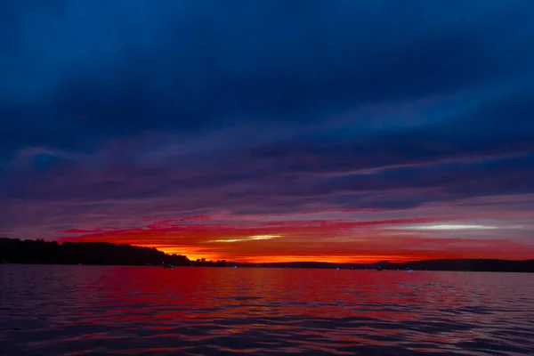 Pôr Sol Seneca Lake Ohio — Fotografia de Stock