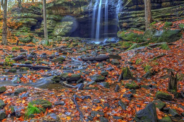 stock image View of Lower Dundee Falls in Autumn, Beach City Wilderness Area, Ohio