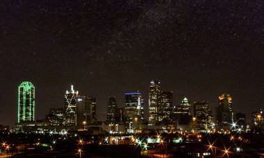 Stars Over the Dallas, Texas Night Skyline clipart