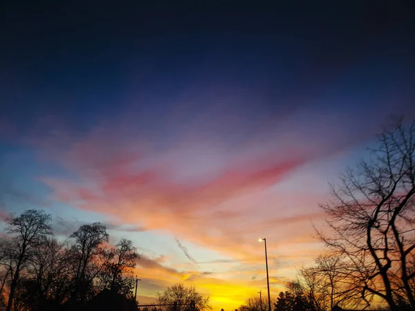 Colorful, Brilliant Sunrise Over a Road, Dublin, Ohio