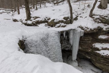 Dundee Falls Frozen in Winter, Dundee, Ohio clipart