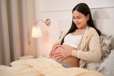 Güzel hamile kadın portresi, kısırlık tedavisi, tüp bebek, gelecekteki annelik konsepti. 