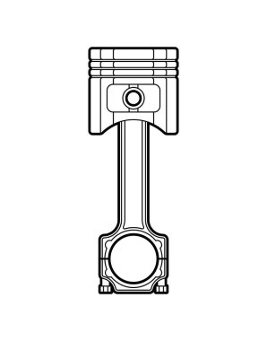 Motor pistonu izole edildi. Motosiklet pistonları simgesi. Araba atölyesi sembolü