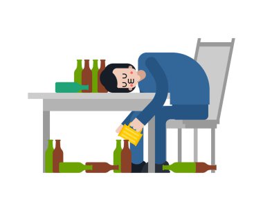 Masada bir alkolik oturuyor. Guy ve bir sürü bira.