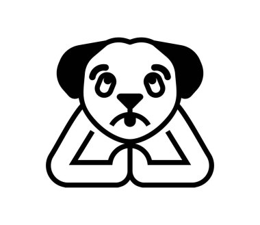 Köpek dua ediyor. Köpek patilerini dua etmek için kıvırdı..