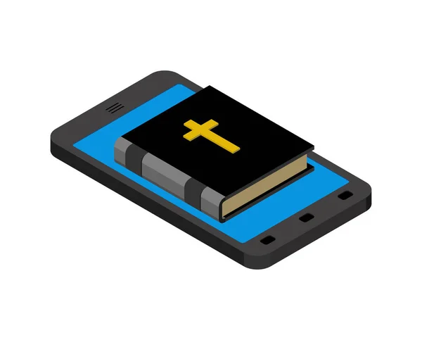 Bible Online Religion Gadget Holy Book Smartphone Communion Internet — Stock Vector