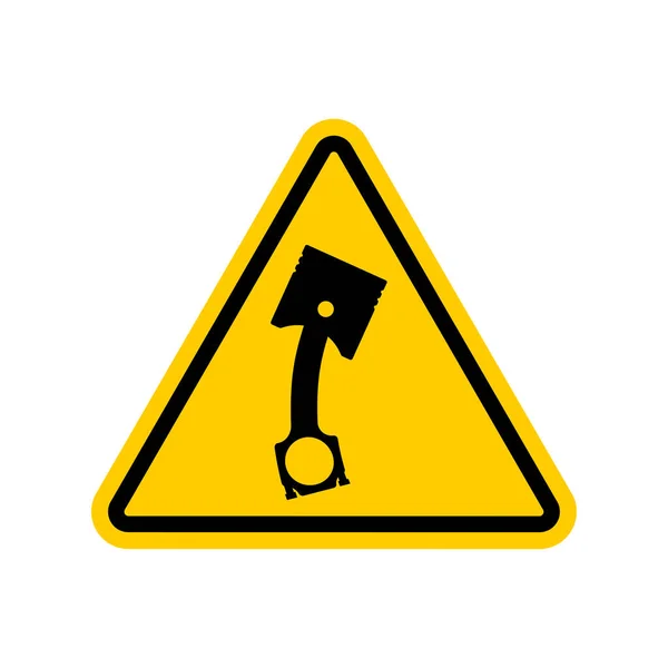 注意引擎活塞坏了小心弯曲和故障摩托车活塞 警告黄色道路标志 — 图库矢量图片