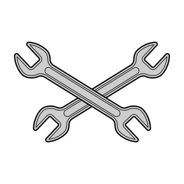 Skiftnyckel Korsad Isolerad Skylt Symbolen För Reparationsverktyg — Stock vektor