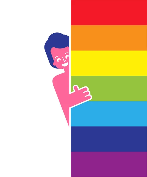 出来的标志 Lgbt男人和彩虹标志 个人公开和自愿承认属于性或性别少数群体的概念 — 图库矢量图片