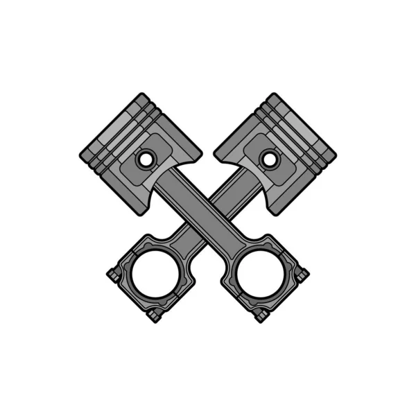 Motorový Píst Překřížen Ikona Motocyklových Pístů Symbol Dílny — Stockový vektor