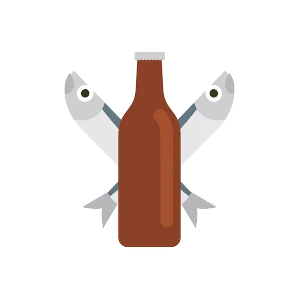 Meyhane Için Bira Kuru Balık Tabelası Bira Evi Sembolü Logosu — Stok Vektör