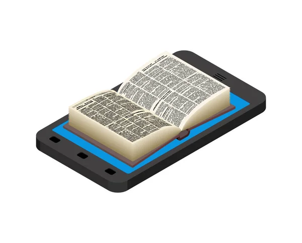 Bibbia Online Religione Gadget Libro Sacro Smartphone Comunione Internet — Vettoriale Stock