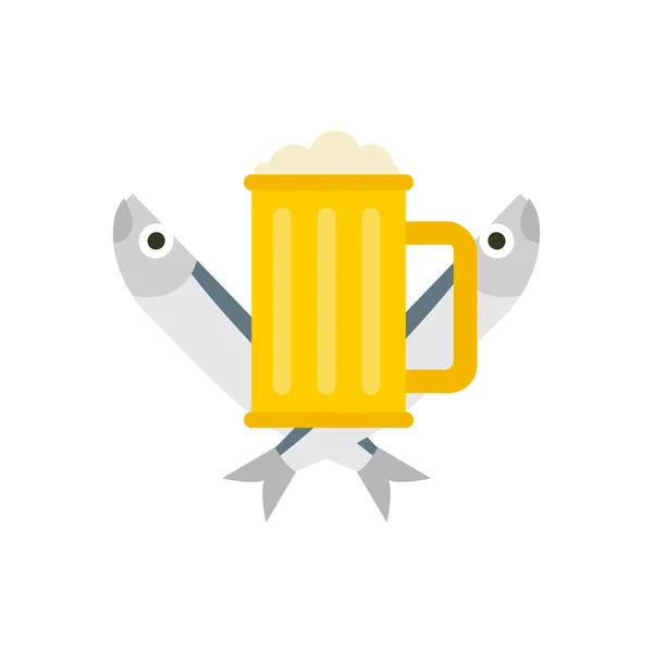 Bir Dan Tanda Ikan Kering Untuk Alehouse Logo Simbol Beer - Stok Vektor