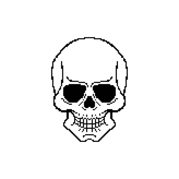 Anatomical Skull Pixel Art Bit Skeleton Head Pixelated Vector Illustration — Stock Vector