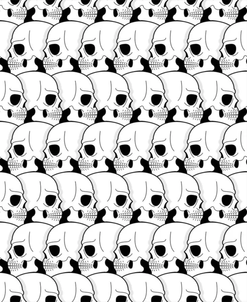 Рисунок Черепа Бесшовный Фон Головы Скелета Костная Текстура — стоковый вектор
