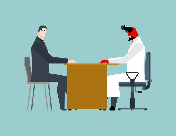 Médico Diabólico Paciente Doutor Satanás Doente Ilustração Vetorial —  Vetores de Stock