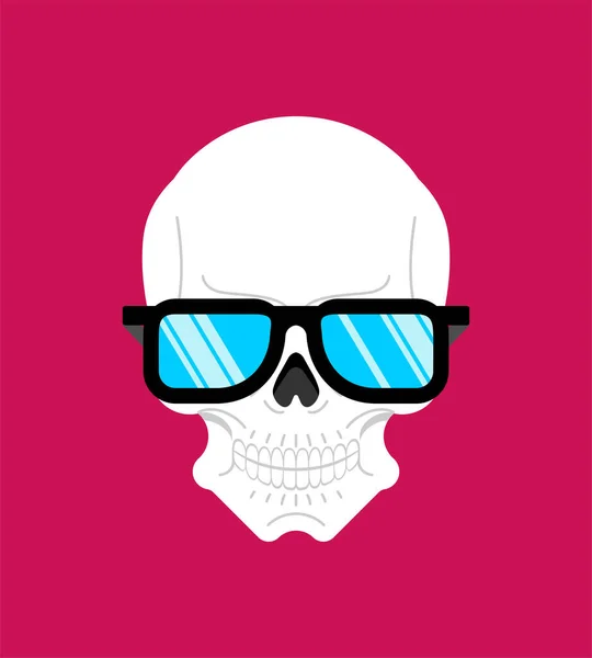 Crânio Com Óculos Cabeça Esqueleto Com Óculos Sol Ilustração Vetorial — Vetor de Stock