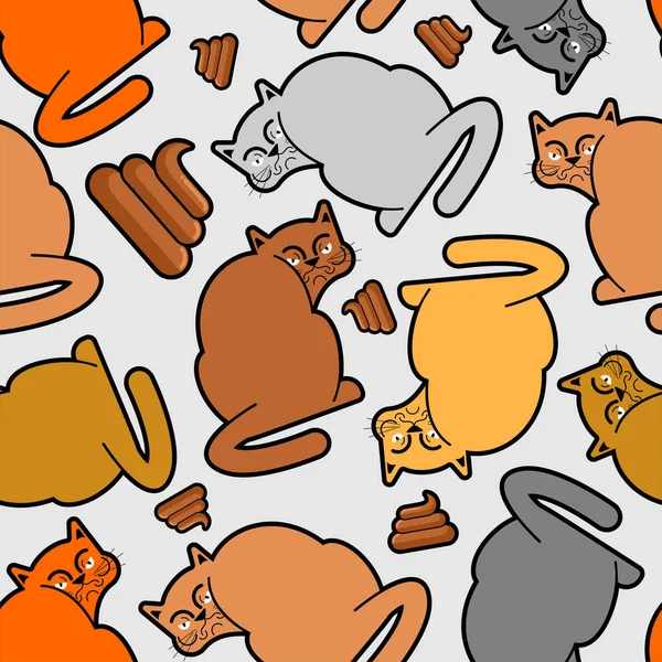 Resentful Cat Pooped Pattern Seamless Pet Offended Shit Background Bad — Image vectorielle