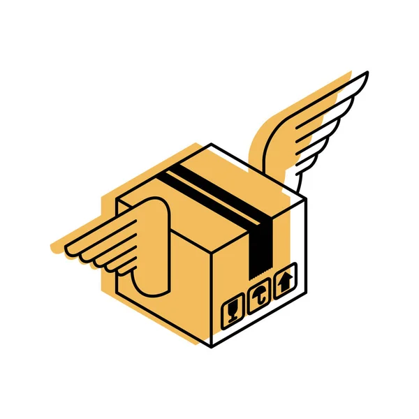 Πινακίδα Παράδοσης Κουτιών Πακέτο Φτερά Σύμβολο Παράδοσης — Διανυσματικό Αρχείο