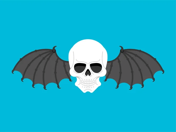 Skull Bat Wings Sign Satan Skeleton Head Devil — Stock Vector