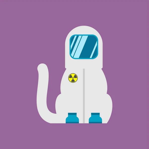Pisica Costum Protecție Nucleară Masca Gaz Conceptul Război Nuclear Dezastru — Vector de stoc